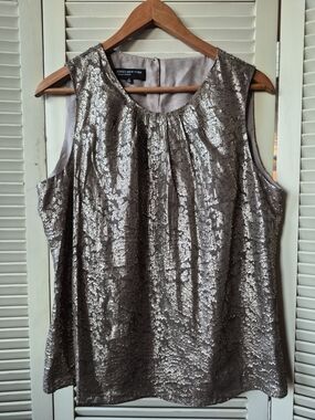 Jones New York Metallic Silver Sleeveless Top Size 12